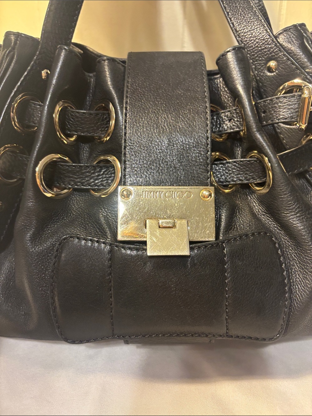 VGUC Jimmy Choo Ramona Shoulder Bag Black Supple Leather - Authentic! Vintage! - Picture 2 of 16